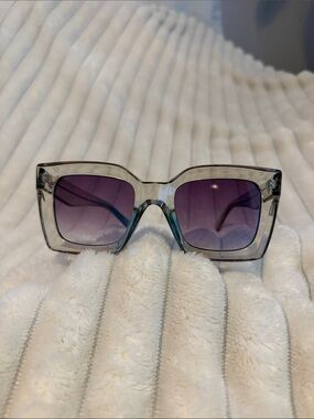 🔴 Transparent Frame Sunglasses with Blue Gradient Lenses